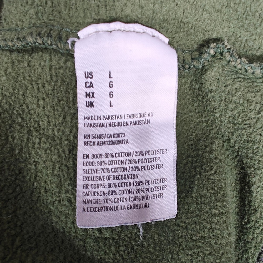 American Eagle Mens Full Zip Hoodie Green Gray Colorblock Eagle Graphic Large - Picture 5 of 7